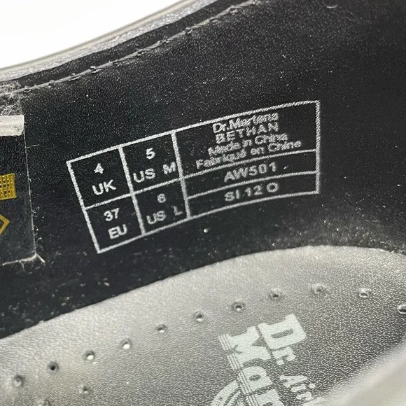 SOLD-NEW Dr Martens Bethan Black Platform Mary Jane Leather Shoes Women's Sz 6 - Picture 9 of 9